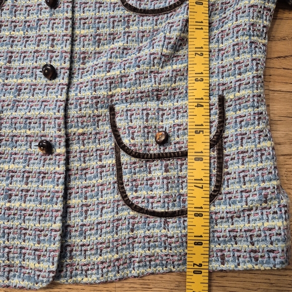 Tape Measure Faux Fur Collar Tweed Jacket - Picture 8 of 8
